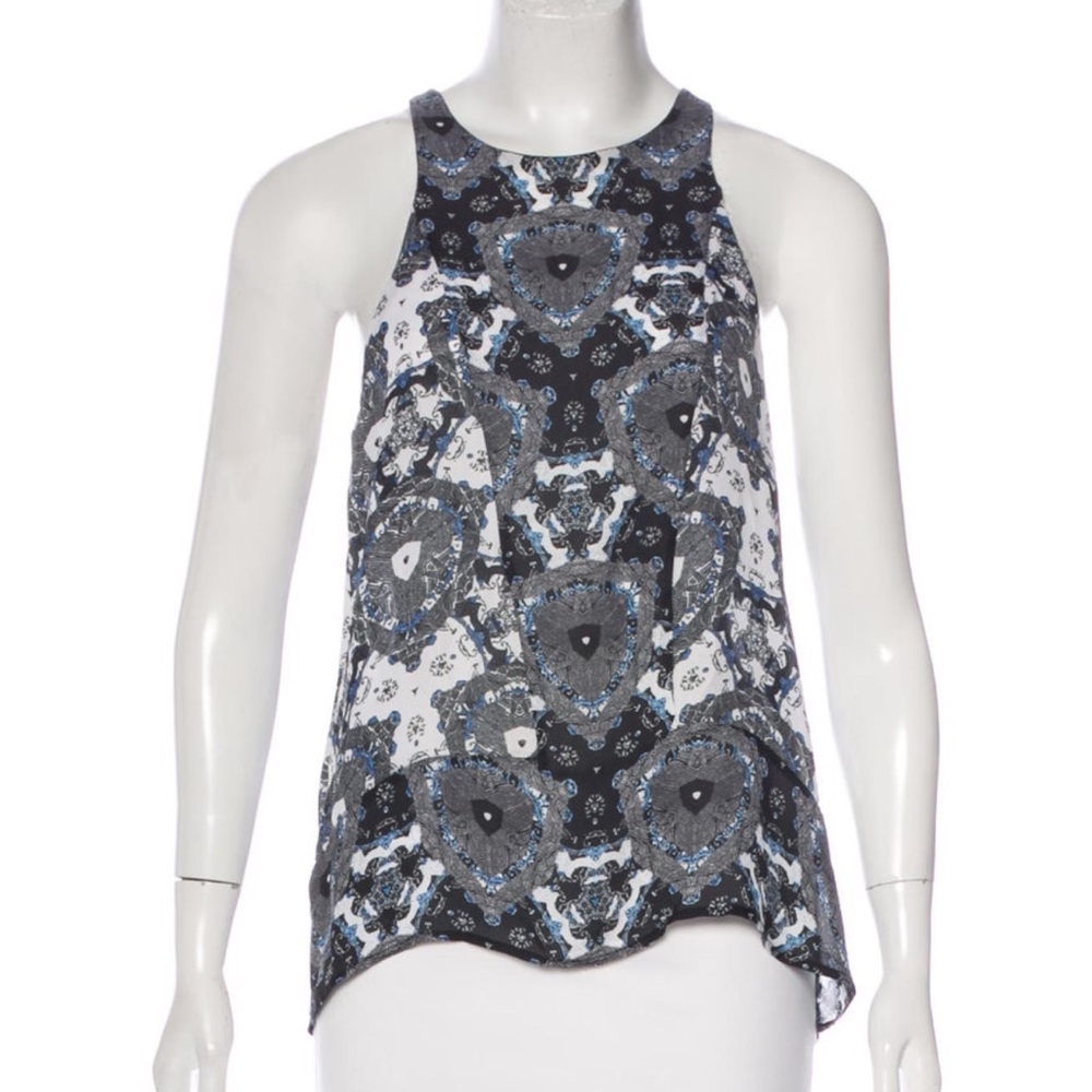 A.L.C. 100%silk Elegant Blue and Black Women's Top
